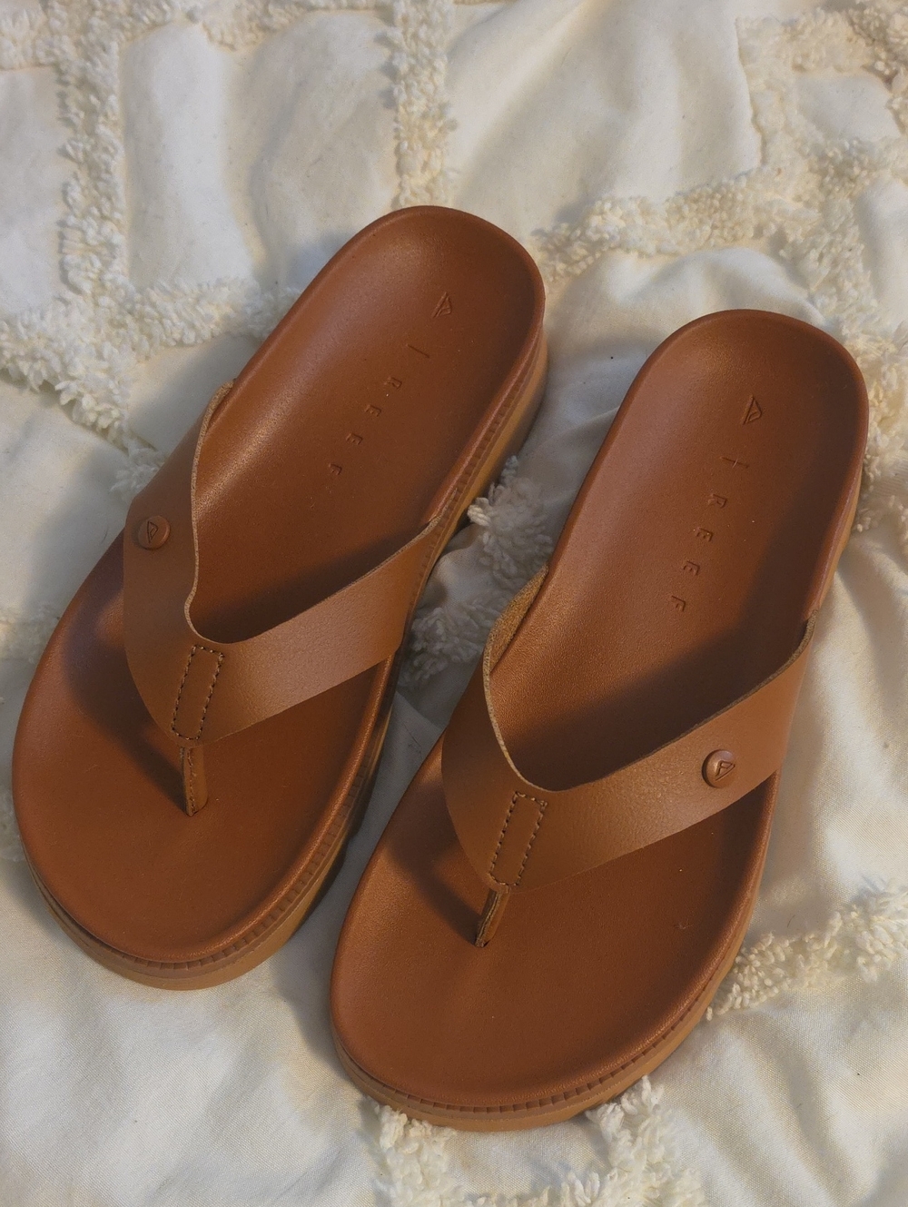 REEF Tan Platform Thong Sandals